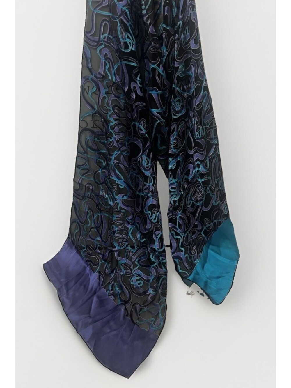 Diane Von Furstenberg Burnout Velvet Scarf / Wrap Silk Purple Teal